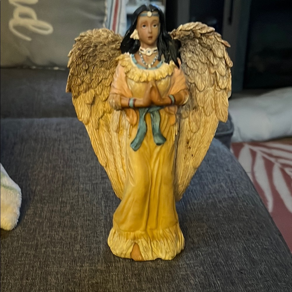 Handcrafted Angel Figurine in Yellow and Brown